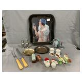 Lot With Coca-Cola Tray, Vintage Salt & Pepper