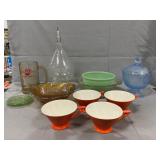 Lot With Fire King Bowls, Iridescent Amber Desh