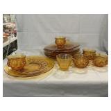 (6) Anchor Hocking Fairfield Amber Glass Luncheon