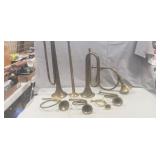 Tray Lot Of Assorted Brass Horns
