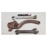 (3) Antique Wrenchs & (1) Kendall Oil Sliding