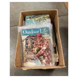 Box Lot With Vintage Books, Outdoor LifeMagazines