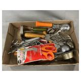 Tray Lot Of Scissors, Kitchen Utensils