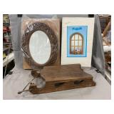 Window Shelf, Homco Mirror, Wooden Sled