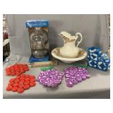 Oil Lamp, Ceramic Pitcher/Bowl, Bottle Cap