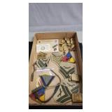 Tray Lot Of Assorted Military Patches, Buttons &