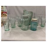 Coke Pitcher & Glasses, (2) Canning Jars