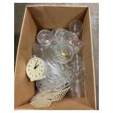Box Lo Of Clear Glassware, Alarm Clock