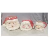 (2) Vintage Ceramic Santa Clause Planters & (1)