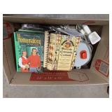 Box Lot of Cookbooks and Kitchen Items