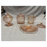Pink Depression Jars w/ Lids and More