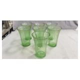 (7) Vintage Green Depression Glasses