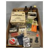 Tray Lot Of Reloading, Hunting Supplies