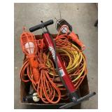 Box Lot With Work Lights, Extension Cords, Foot