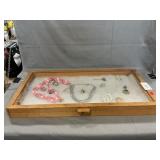 Counter Display Case With Vintage Costume Jewelry