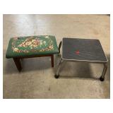 Stepstool, Embroidered Footstool