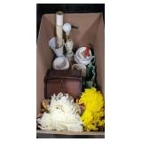 Box Lot Of Assorted Items Including Wooden Sewing