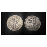 (2) Silver Walking Liberty Half Dollar Coins