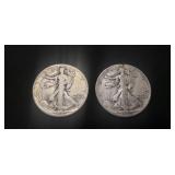 (2) Silver Walking Liberty Half Dollar Coins