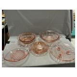 Pink Depression Bowls, Covered Dish