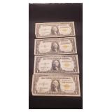 (4) Silver Certificate One Dollar Bills