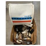 Box Lot With Barbie Airplane, Decanter Parts