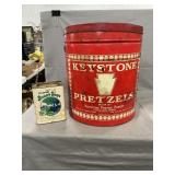 Vintage Keystone Pretzel Tin, Shady Spot Grass