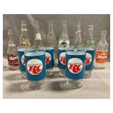 Vintage Soda Bottles, (6) RC Cola Glasses