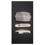 (1) Belt Buckle & (2) Pocket Knives