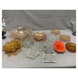 Iridescent & Amber Glass, Vintage Ashtrays