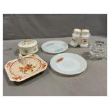 Lot With Musical Trinket Box, Fire King Plates
