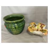Beehive Pottery Jardiniere, Murano Art Glass Bowl