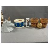 Lot With 1976 Fisher-Price Drum, Ceramic Unicorn