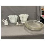 Westmoreland Crimped Rose Bowls, Glass Knife Rests