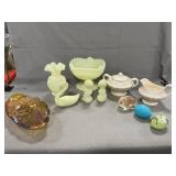 Fenton Satn Custard Uranium Glass Pieces,