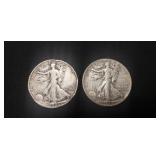 (2) Silver Walking Liberty Half Dollar Coins
