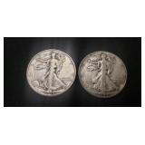 (2) Silver Walking Liberty Half Dollar Coins