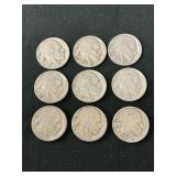 (9) Buffalo Nickels