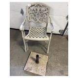 (2) Metal Chairs & Umbrella Base