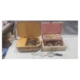 (2) Vintage Jewelry Boxes w/ Assorted Jewelry &