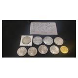 (9) Assorted Vintage Casino Tokens