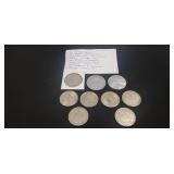 (9) Assorted Vintage Casino Tokens