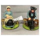 Cast Iron Amish Couple Bookends