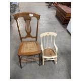 Wicker Bottom Chair and Kids Rocker