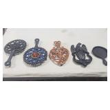 Assorted Cast Iron Trivets, Door Knocker &