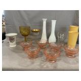 Pink Depression Parfait Glasses, Tupperware Cups