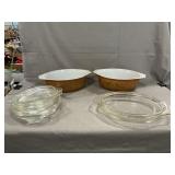 (2) Pyrex Early American Cassrole , (6)