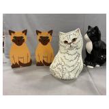 Lot With Metal Cat Bookends, Ceramic Cats