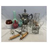 Household Tray Lot with Pottery