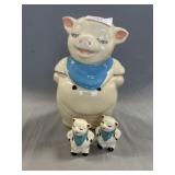 Shawnee Pottery Smiley Pig Cookie Jar and Salt